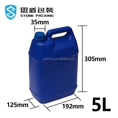 بطری پلاستیکی HDPE 5 لیتری روزانه شیمیایی 35 میلی متری 192*125*305 میلی متر
