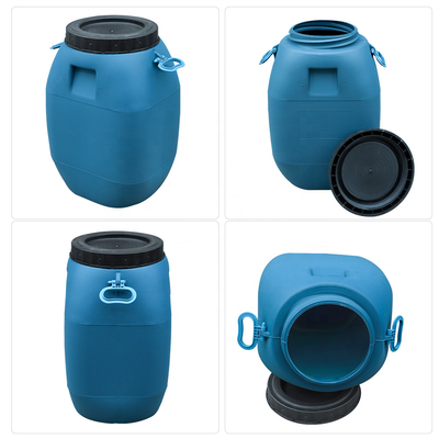 درام ظرف پلاستیکی HDPE 100% 60L آبی HDPE با درب