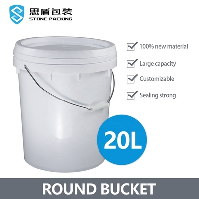 سطل رنگ پلاستیکی گرد 26.7 سانتی متری 20 لیتری با درب 1000 گرمی