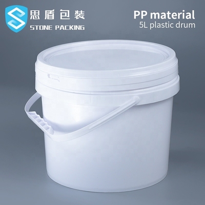 قطر 222 میلی متر PP سفید 5 لیتری ظروف پلاستیکی گرد شیمیایی 360 گرم
