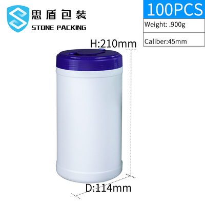 درپوش پیچی شفاف HDPE Wet Wipes ظرف پلاستیکی 900 گرم
