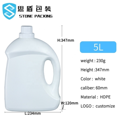 درپوش پیچ 60 میلی متری HDPE خالی بطری های شوینده لباسشویی 2 کیلوگرمی 5 کیلوگرمی